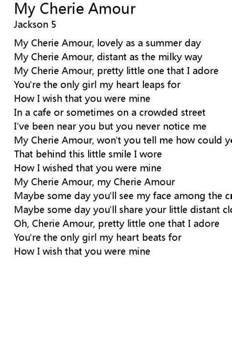 lyrics to my cherie amour|my cherie amour lyrics english.